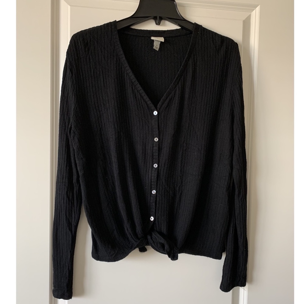 Button-up tie blouse